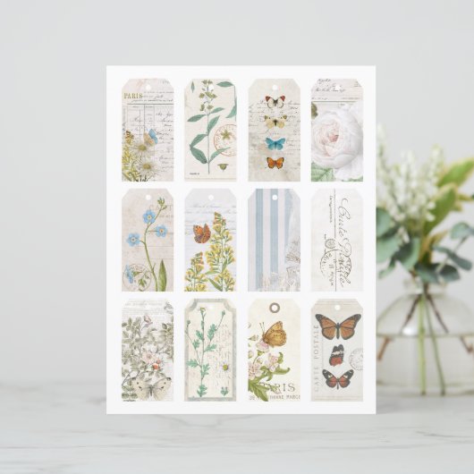 12蝶フランスの花ヴィンテージジャーナルラベル (スタンド正面)