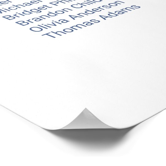 12表エレガント青フローラの結婚座席表 ポスター (角)