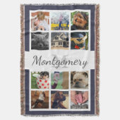 12角写真ファミリー名とモノグラム スローブランケット (正面縦)