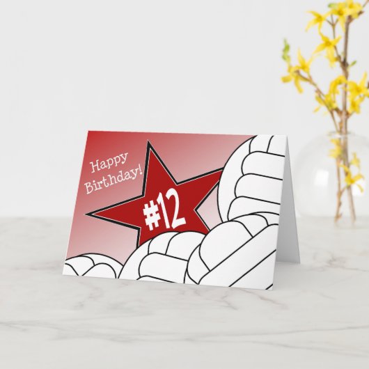 12誕生日おめでとうバレーボールスター！ カード (黄色い花)