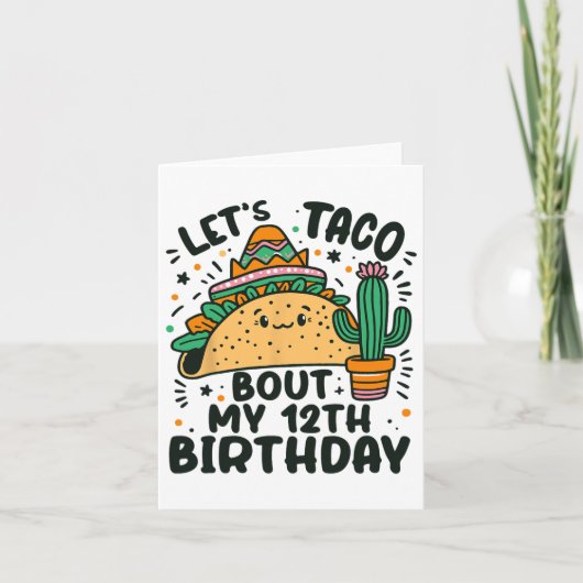 12誕生日のメキシコのパーティー少年のタコ カード (正面)
