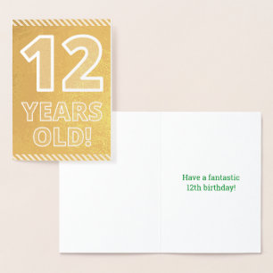12誕生日はっきりした「12歳!」 ゴールドフォイルカード 箔カード
