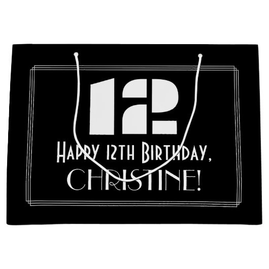 12誕生日インスパイア~アールデコルック"12" +名前 ラージペーパーバッグ (正面)
