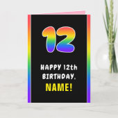 12誕生日カラフル:レインボー# 12、名前をカスタムする カード (正面)