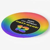 12誕生日カラフル：レインボー# 12、名前をカスタムする ペーパープレート (アングル)