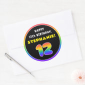 12誕生日カラフル：レインボー# 12、名前をカスタムする ラウンドシール (封筒)