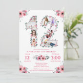 12誕生日ガールフォトコラージピンクフラワーホワイト 招待状 (スタンド正面)