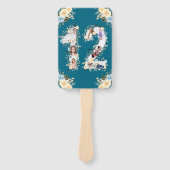 12誕生日ティール（緑がかった色）フォトコラージフラワーイエロー ハンドファン