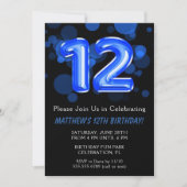 12誕生日バルーンキッズブルーボーイパーティー 招待状 (正面)