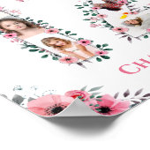 12誕生日ピンク花少女フォトコラージホワイト ポスター (角)