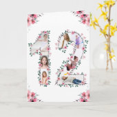 12誕生日フォトコラージガールピンク花白 カード (黄色い花)