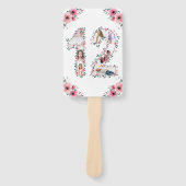 12誕生日フォトコラージピンクガールフラワーホワイト ハンドファン