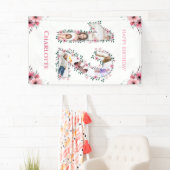 12誕生日フォトコラージピンクフラワーガールホワイト 横断幕 (インサイチュ)