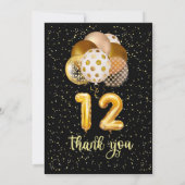 12誕生日ブラック金ゴールド招待状 招待状 (裏面)