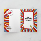 12誕生日ボーイススーパーヒーロー漫画テーマ カード (内部)