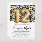 12誕生日レオパードアニマルプリント招待状 招待状 (正面/裏面)