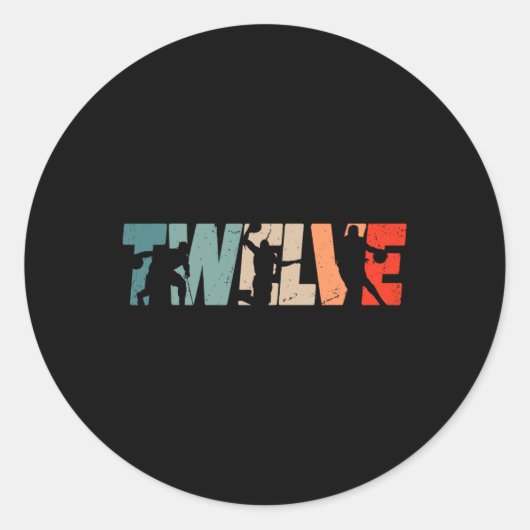 12誕生日レトロバスケットボール12歳ボーイギ ラウンドシール (正面)