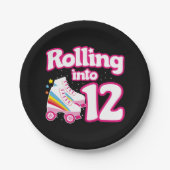 12誕生日ローラースケートで滑る12歳スケート ペーパープレート (正面)