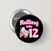 12誕生日ローラースケートで滑る12歳スケート 缶バッジ (正面&裏面)