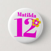12誕生日女子ピンクボタンバッジ 缶バッジ (正面)
