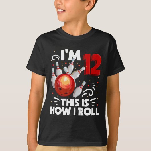 12誕生日男の子のボーリング私は12 Ye転がの方法 Tシャツ (正面)