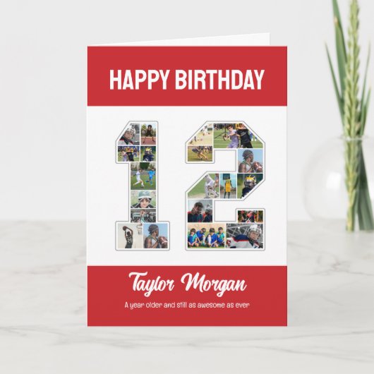 12誕生日記念日Number 12フォトコラージュ カード (正面)