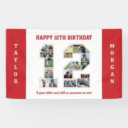 12誕生日記念日Number 12フォトコラージュ 横断幕 (横)