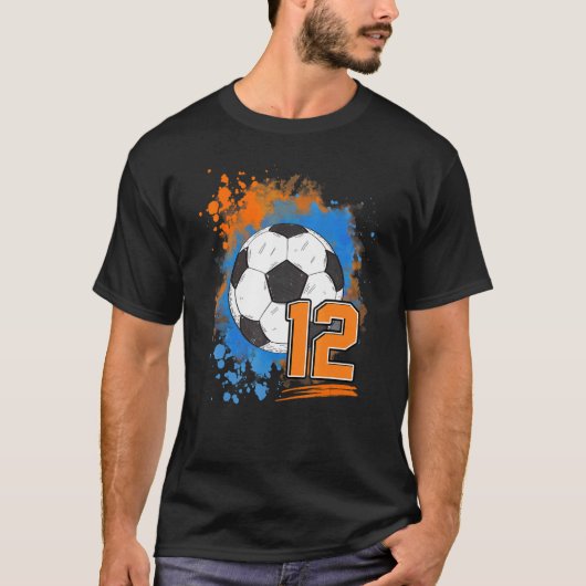 12誕生日12歳サッカーボール Tシャツ (正面)