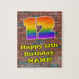 12誕生日:おもしろいグラフィティインスパイアレインボー12 ジグソーパズル
