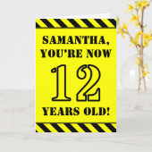 12誕生日:おもしろいステンシルスタイル文字、名前をカスタムする カード (黄色い花)