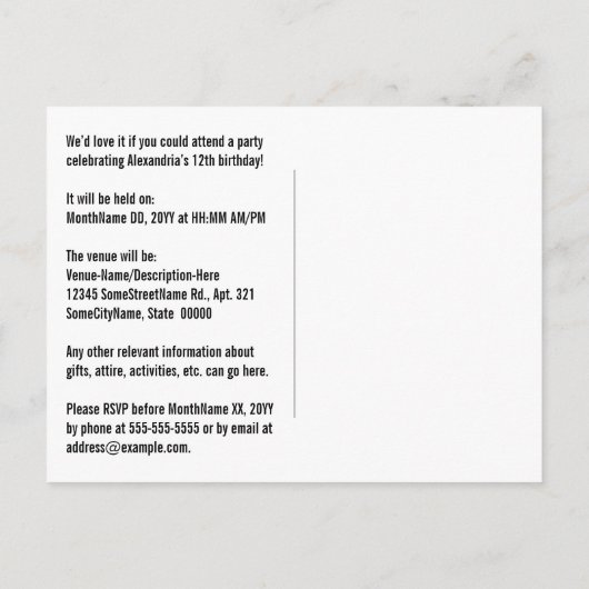 12誕生日-おもしろい花火、レインボールック"12" ポストカード (裏面)