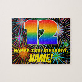 12誕生日:おもしろい、お祝カラフルい花火 ジグソーパズル