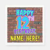 12誕生日~おもしろい、アーバングラフィティインスパイアルック スタンダードランチョンナプキン (正面)