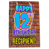 12誕生日:おもしろい、アーバングラフィティインスパイアルック ミディアムペーパーバッグ (正面)