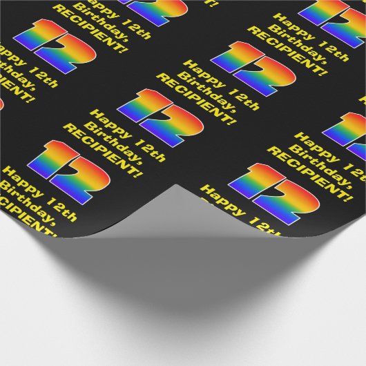 12誕生日:おもしろい、カラフルレインボーインスパイア# 12 ラッピングペーパー (角)