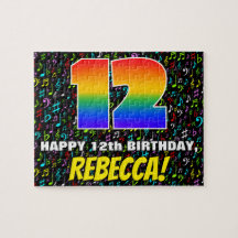 12誕生日:おもしろい、カラフル音楽シンボル、「12」