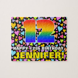 12誕生日:おもしろい、愛するハートシェイプ+「12」 ジグソーパズル
