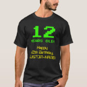 12誕生日:おもしろい、8ビットルック、Nerdy/オタク系の「12」 Tシャツ (正面)