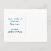 12誕生日:はっきりした,おもしろい,シンプル虹, 12 ポストカード (裏面)