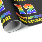 12誕生日:はっきりした,おもしろい,シンプル虹, 12 ラッピングペーパー (ロールコーナー)