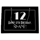 12誕生日:アールデコインスパイアスタイル「12」、名前 ラージペーパーバッグ (正面)