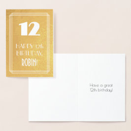 12誕生日～アールデコスタイル「12」および名前をカスタムする 箔カード