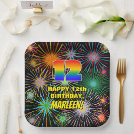 12誕生日:カラフルおもしろい祝賀花火 ペーパープレート