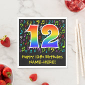 12誕生日-カラフル音楽シンボル、レインボー12 スタンダードランチョンナプキン (インサイチュ)