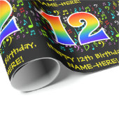 12誕生日:カラフル音楽シンボル、レインボー12 ラッピングペーパー (ロールコーナー)