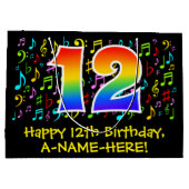 12誕生日-カラフル音楽シンボル、レインボー12 ラージペーパーバッグ (裏面)
