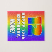 12誕生日: カラフル、おもしろいレインボーパターン# 12 ジグソーパズル (横)