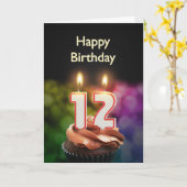 12誕生日（ケーキとキャンドル） カード (黄色い花)