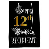 12誕生日～ファンシースクリプト；フェイク金ゴールド検索；名前 ミディアムペーパーバッグ (裏面)