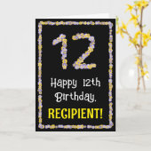 12誕生日:フローラ花数名前をカスタムする カード (黄色い花)